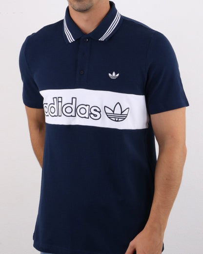 Adidas Originals – Gestreiftes Poloshirt in Marineblau