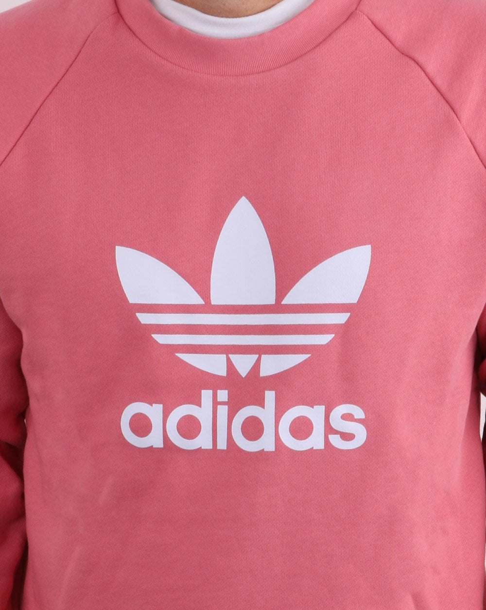 Adidas Originals – Sweatshirt mit Rundhalsausschnitt und Trefoil-Print in Rosa