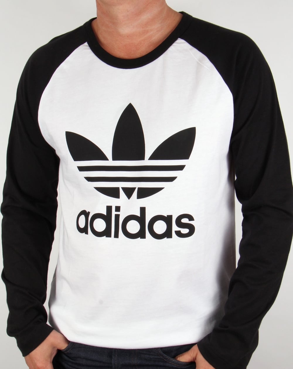 Adidas Originals Trefoil Langarm-Raglan-T-Shirt Weiß/Schwarz
