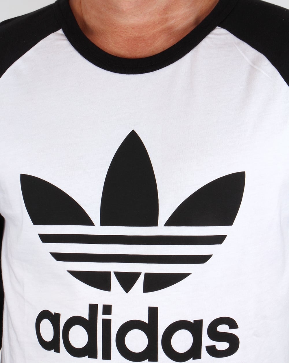 Adidas Originals Trefoil Langarm-Raglan-T-Shirt Weiß/Schwarz