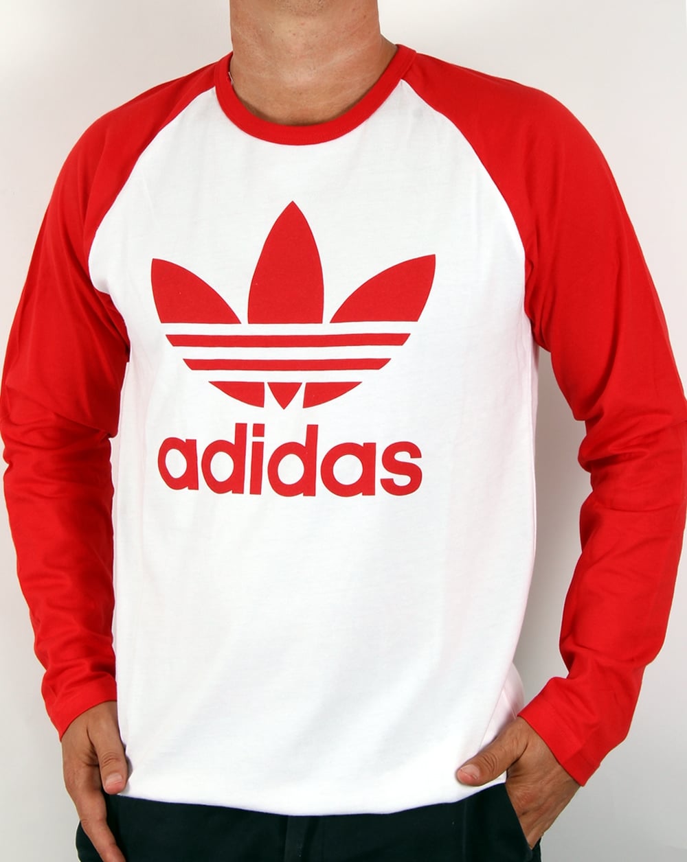 Adidas Originals Trefoil Langarm Raglan T-Shirt Weiß/Rot