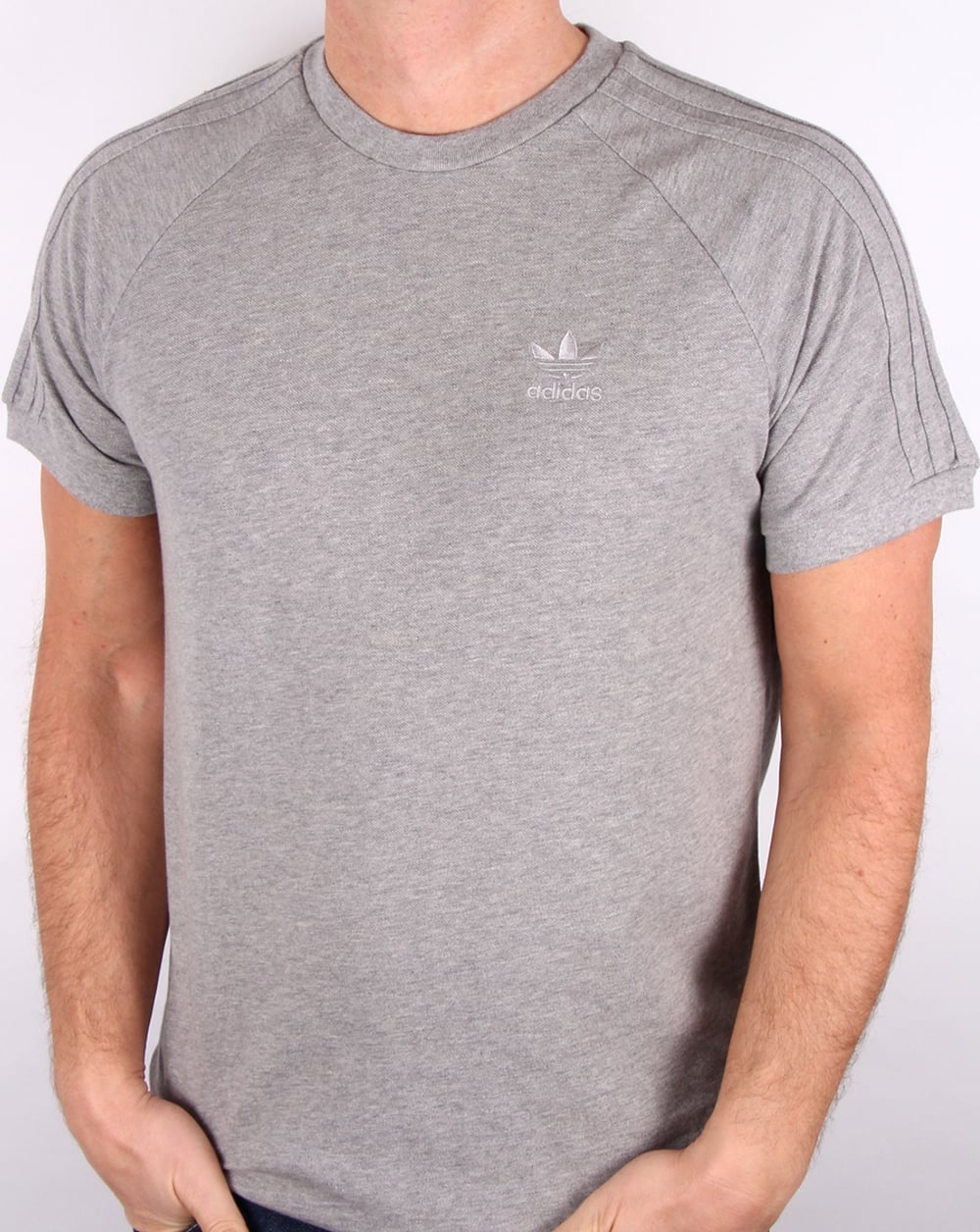 Adidas Originals Triple Stripe T Shirt Grey Heather