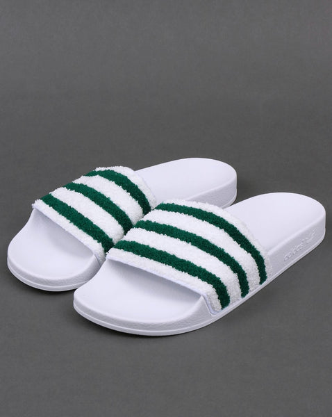 Adidas Premium Towelling Sliders White/Green