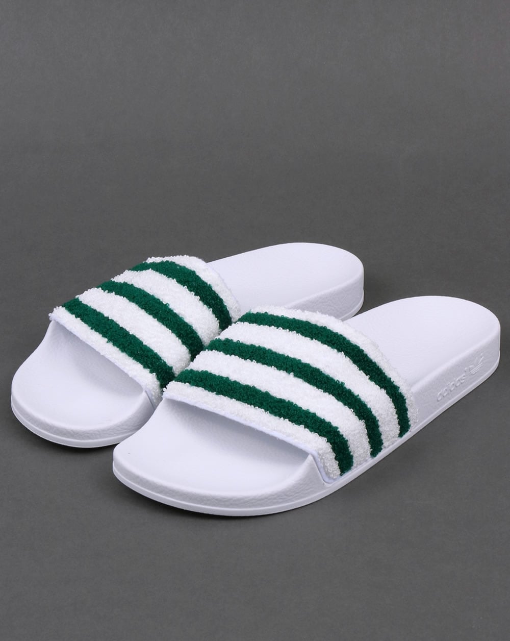 Adidas Premium Towelling Sliders White/Green