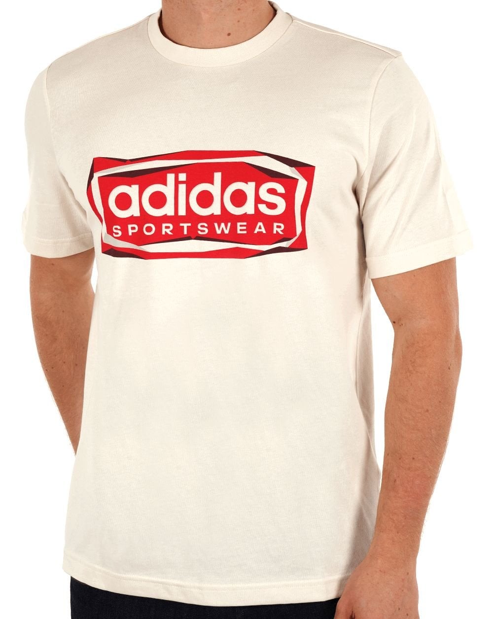 Adidas Sportswear Logo T-Shirt Off White/Red