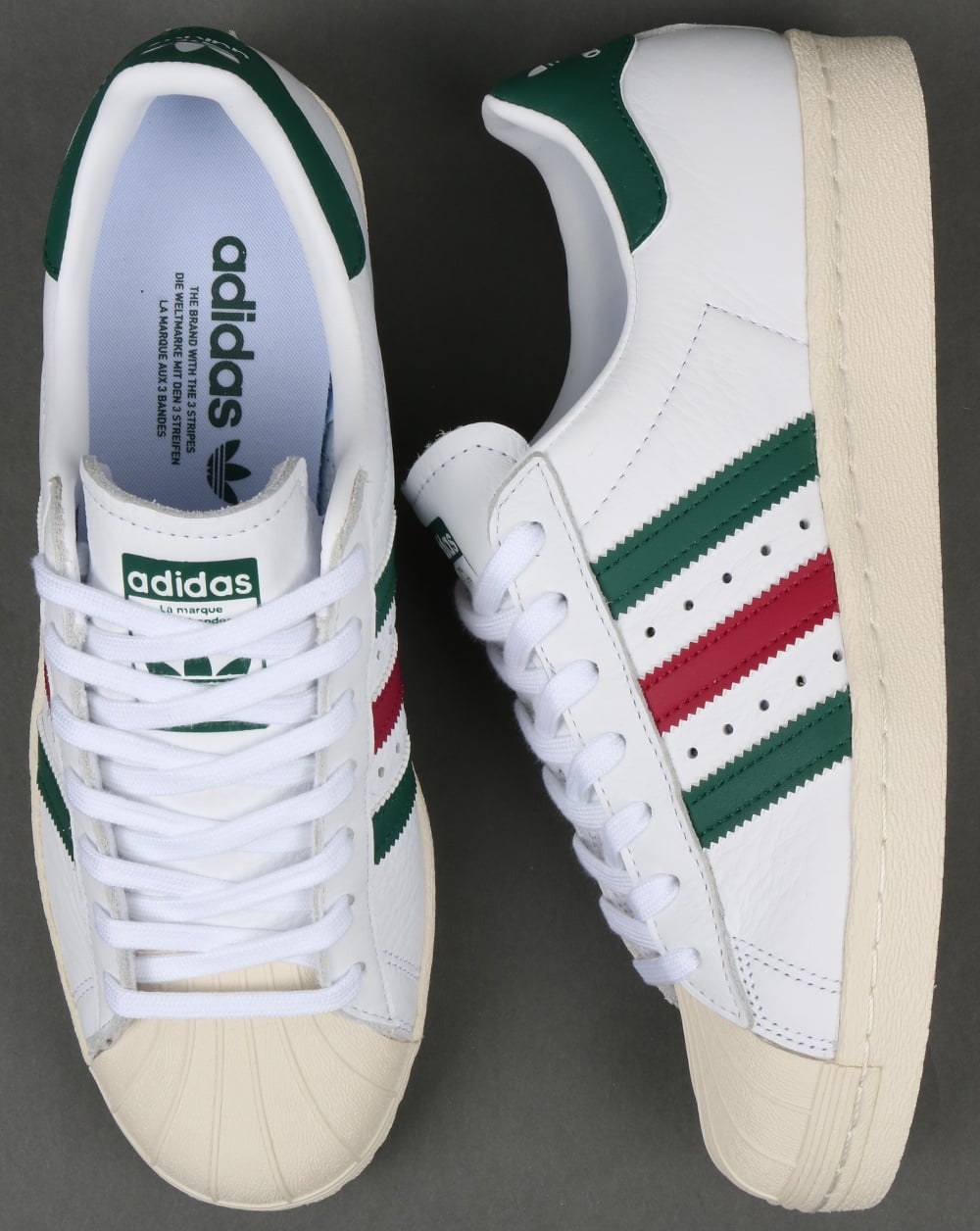 Adidas Superstar 80s Trainers White/Green/Ruby