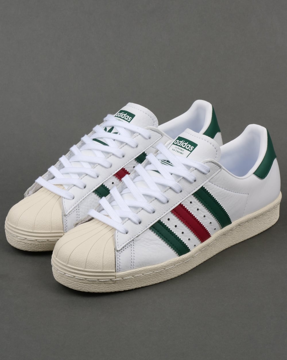 Adidas Superstar 80s Sneakers Weiß/Grün/Rubinrot