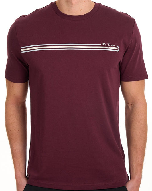Ben Sherman Ben Sherman Core Stripe T-Shirt Aubergine
