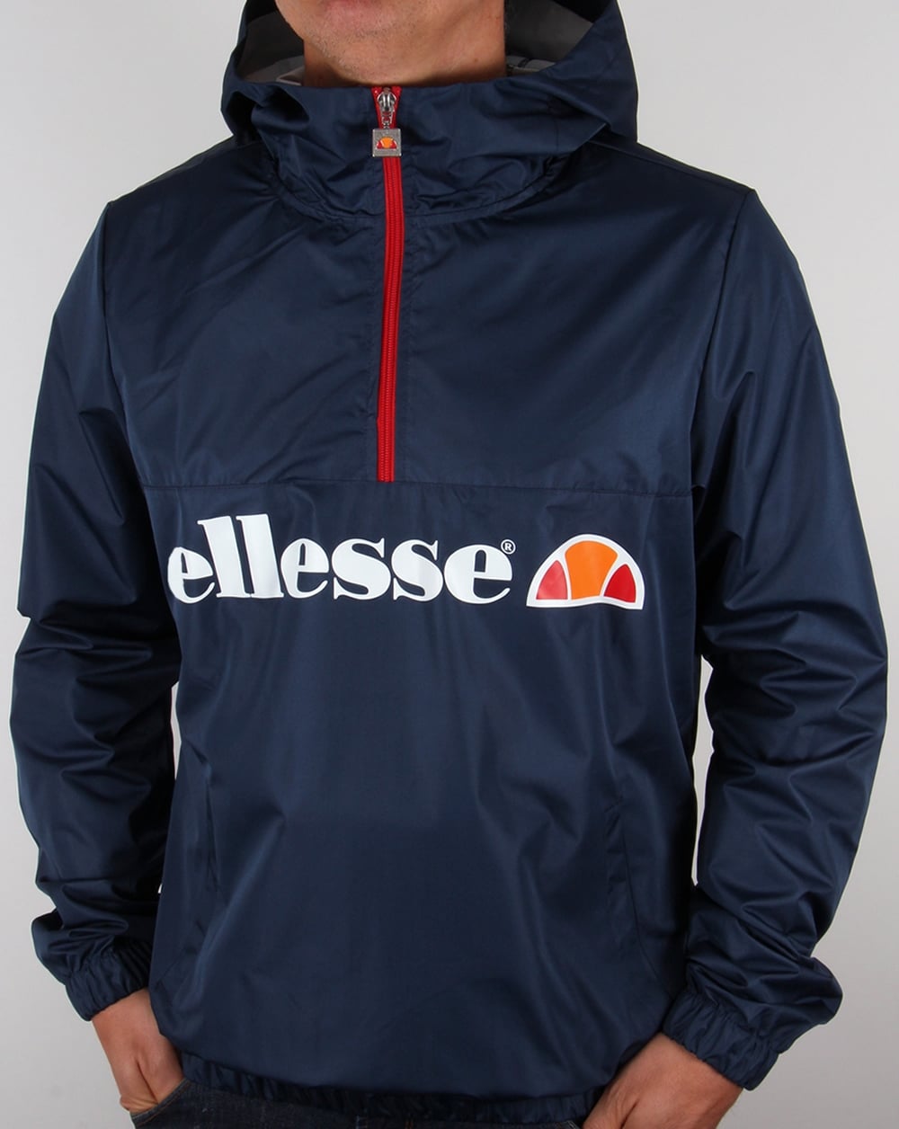 Ellesse – Kapuzenjacke mit 1/2-Reißverschluss, Marineblau