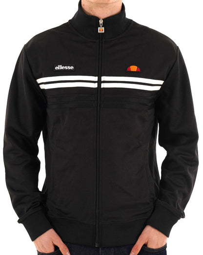 Ellesse 5-Streifen-Trainingsjacke Schwarz Weiß