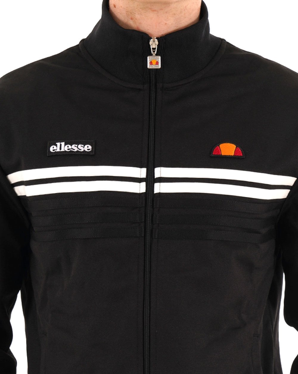 Ellesse 5 Stripe Track Top Black white