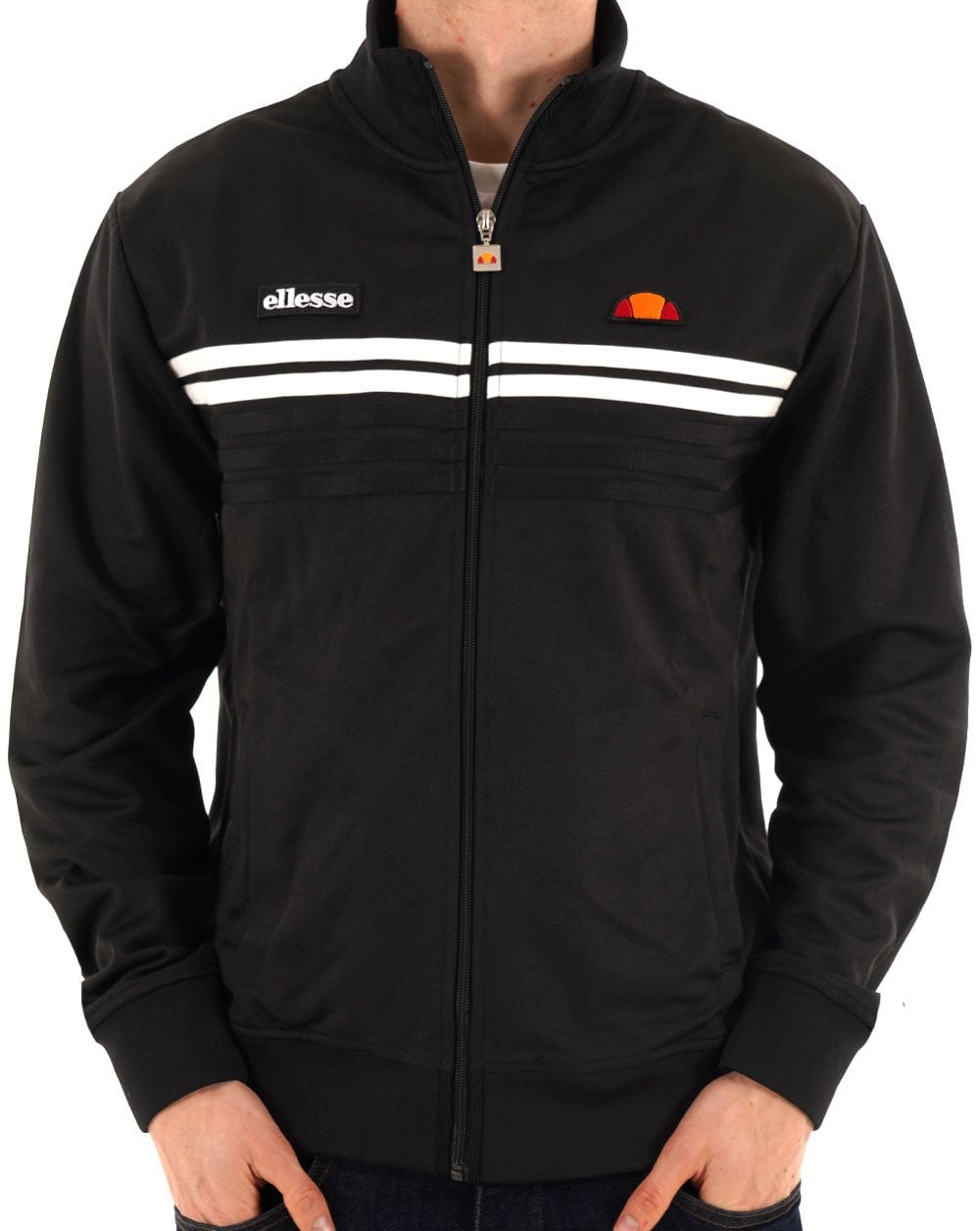 Ellesse 5 Stripe Track Top Black white