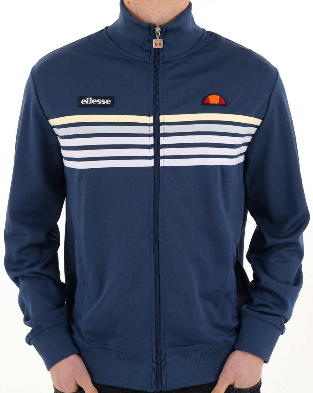 Ellesse 5-Streifen-Trainingsjacke Dunkelblau/Weiß