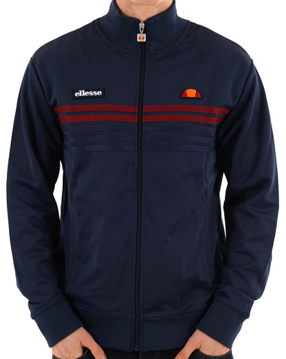 Ellesse 5-Streifen-Trainingsjacke Marineblau/Burgunderrot