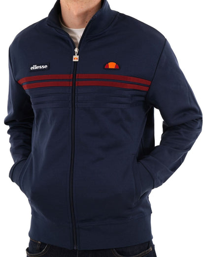 Ellesse 5-Streifen-Trainingsjacke Marineblau/Burgunderrot
