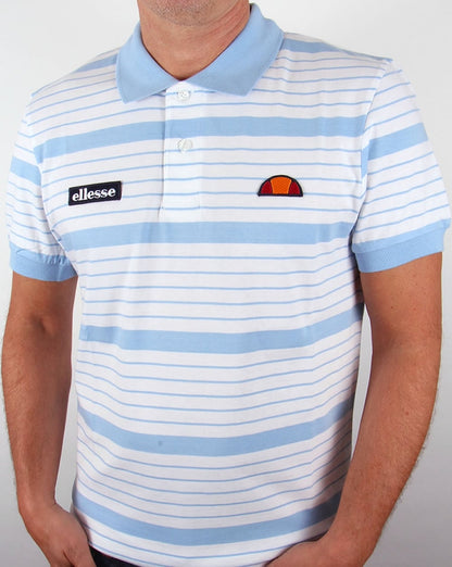 Ellesse – 80er Becker Poloshirt, Weiß/Himmelblau
