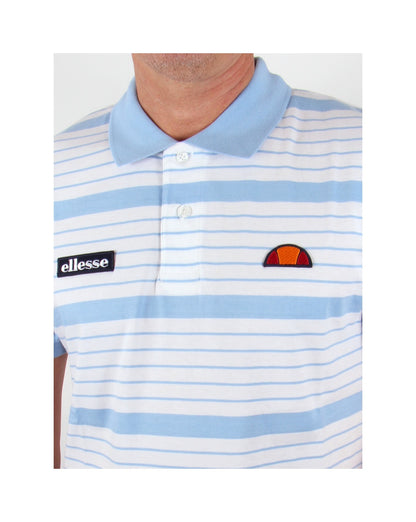 Ellesse – 80er Becker Poloshirt, Weiß/Himmelblau