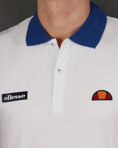 Ellesse – Poloshirt mit 80er-Kragen in Weiß