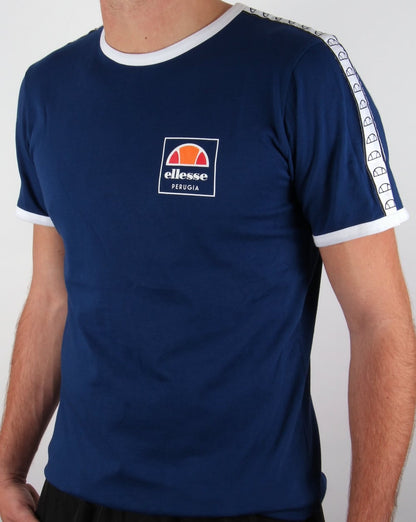 Ellesse – Agosti Ringer-T-Shirt in Blau