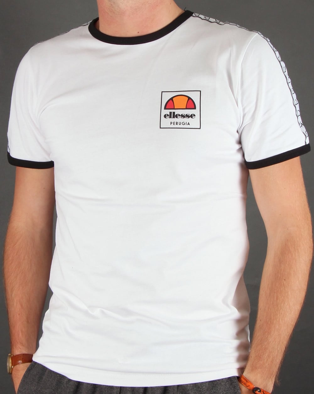 Ellesse – Agosti Ringer-T-Shirt in Weiß