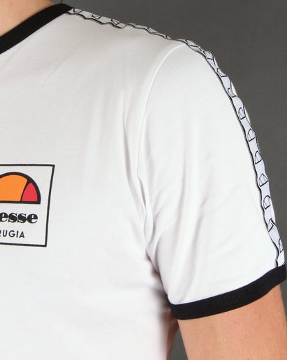 Ellesse – Agosti Ringer-T-Shirt in Weiß
