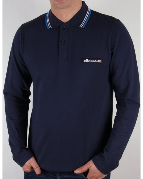 Ellesse Antrani Long Sleeve Polo Shirt Navy