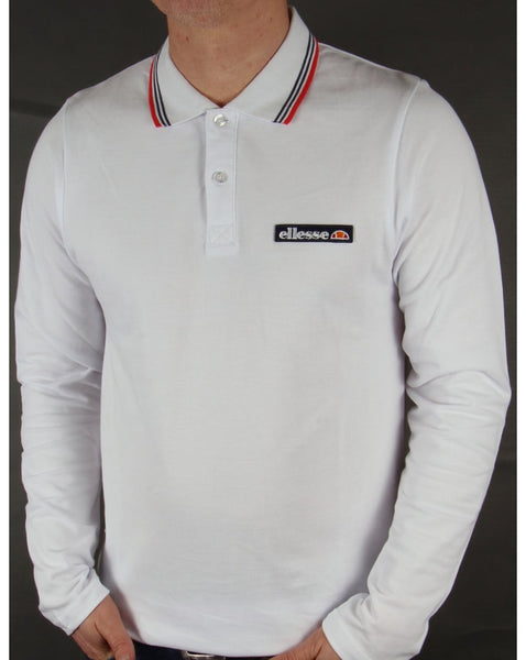 Ellesse Antrani Long Sleeve Polo Shirt White