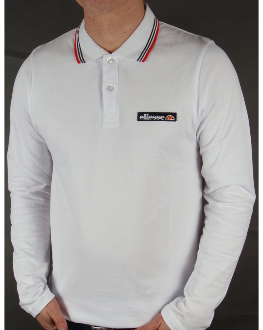 Ellesse Antrani Long Sleeve Polo Shirt White