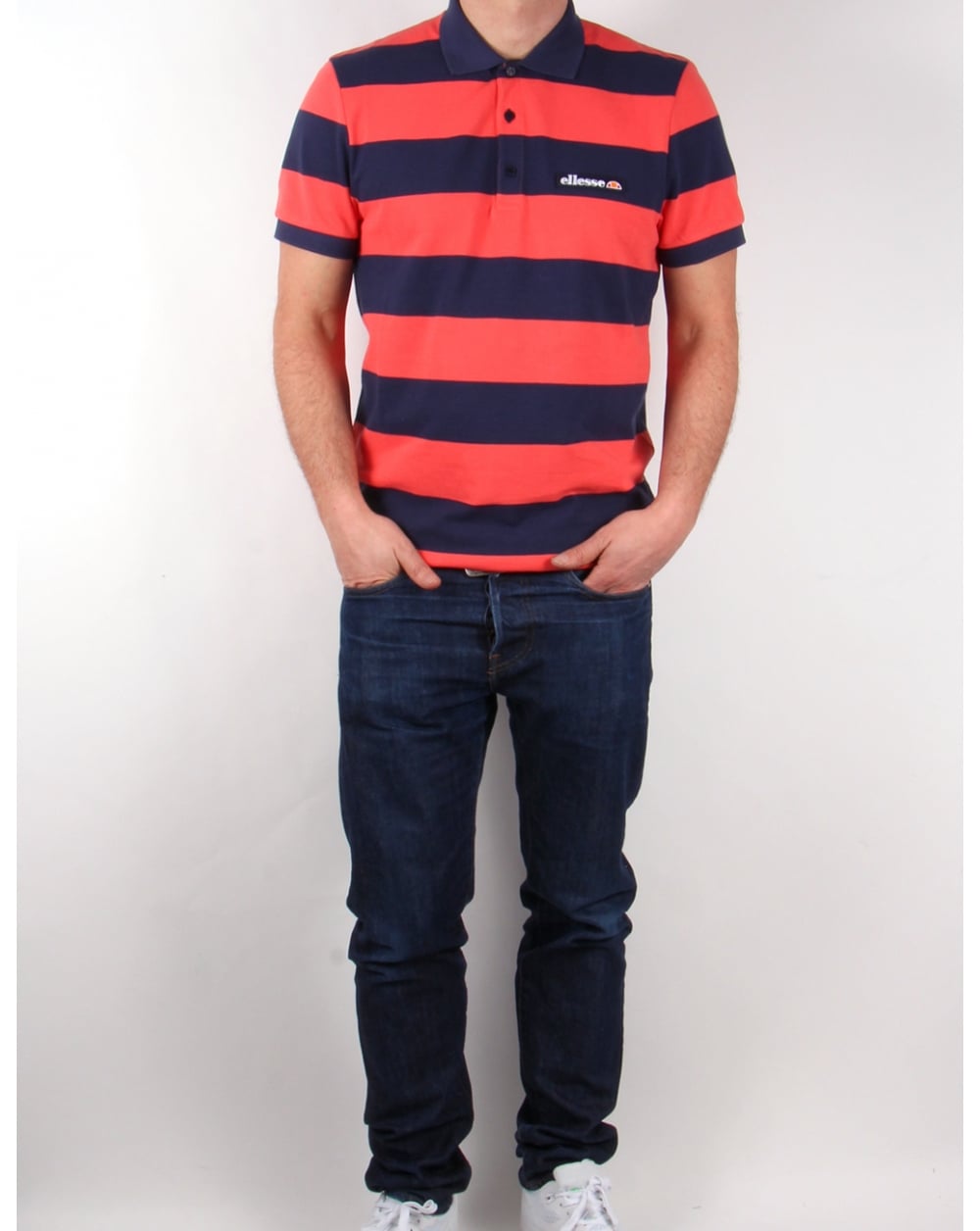 Ellesse Aronso Polo Shirt Dark Navy/Coral