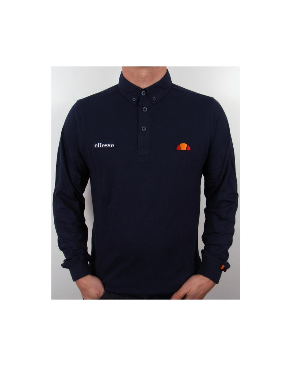 Ellesse Baresi Long Sleeve Polo Shirt Navy
