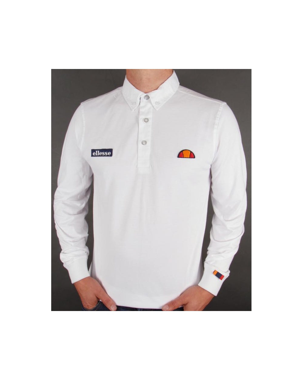 Ellesse Baresi Long Sleeve Polo Shirt White