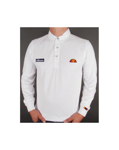 Ellesse – Baresi – Langarm-Poloshirt in Weiß