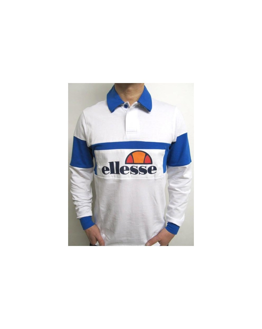 Ellesse Campari 80s Rugby Shirt White/Royal Blue