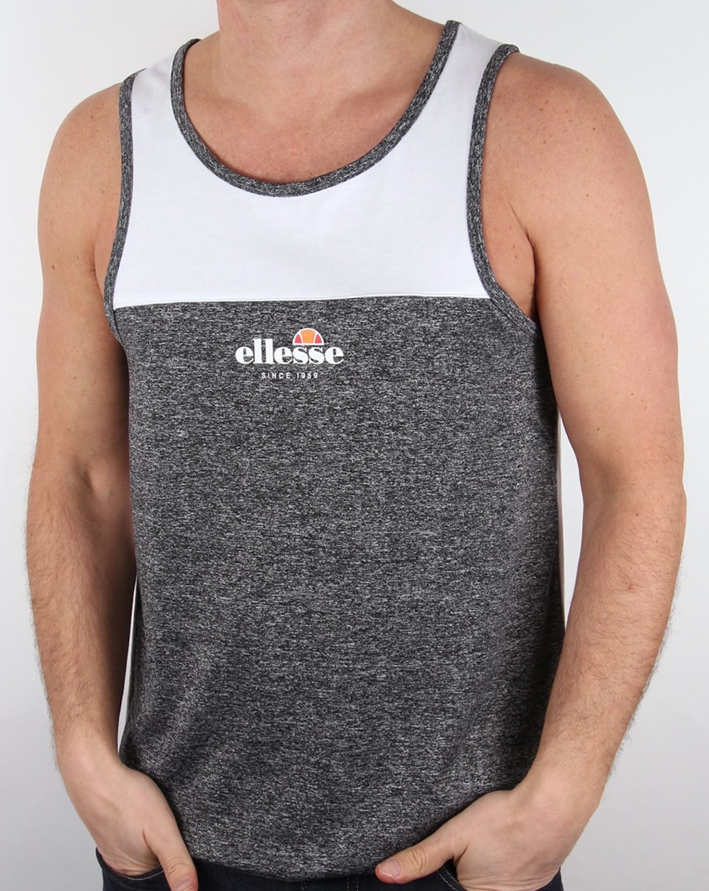 Ellesse – Christiano – Weste in Weiß/Anthrazit