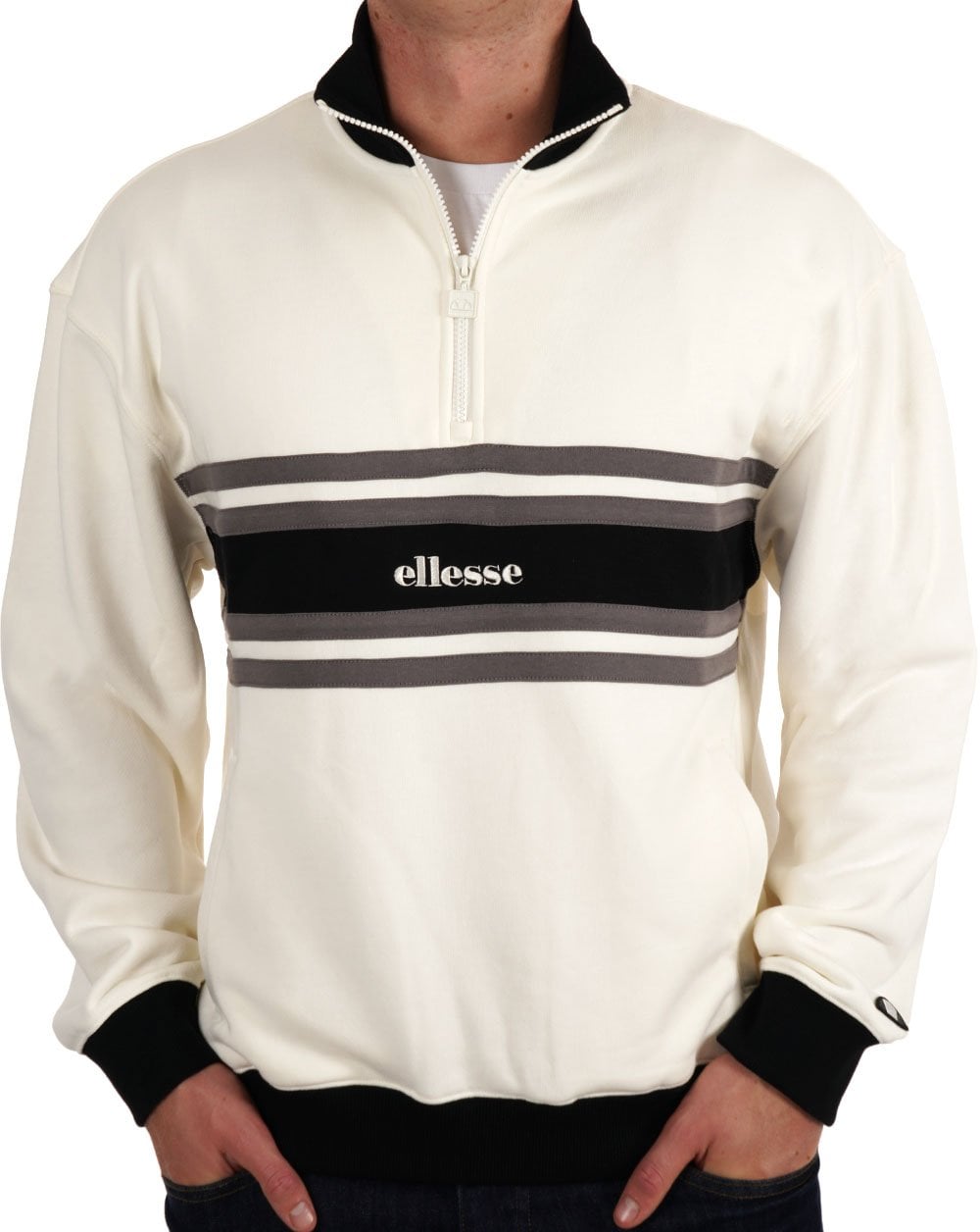 Ellesse – Cossoine – Oberteil mit 1/2 Reißverschluss in Off-White