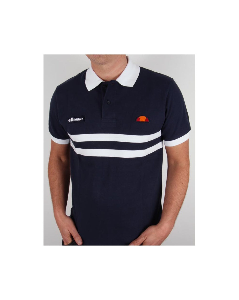 Ellesse – Dorio – Gestreiftes Poloshirt in Marineblau