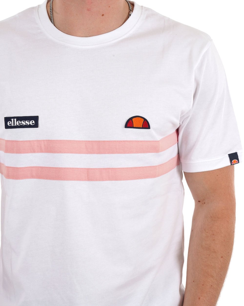 Ellesse Duo Stripe T-Shirt Weiß/Hellrosa