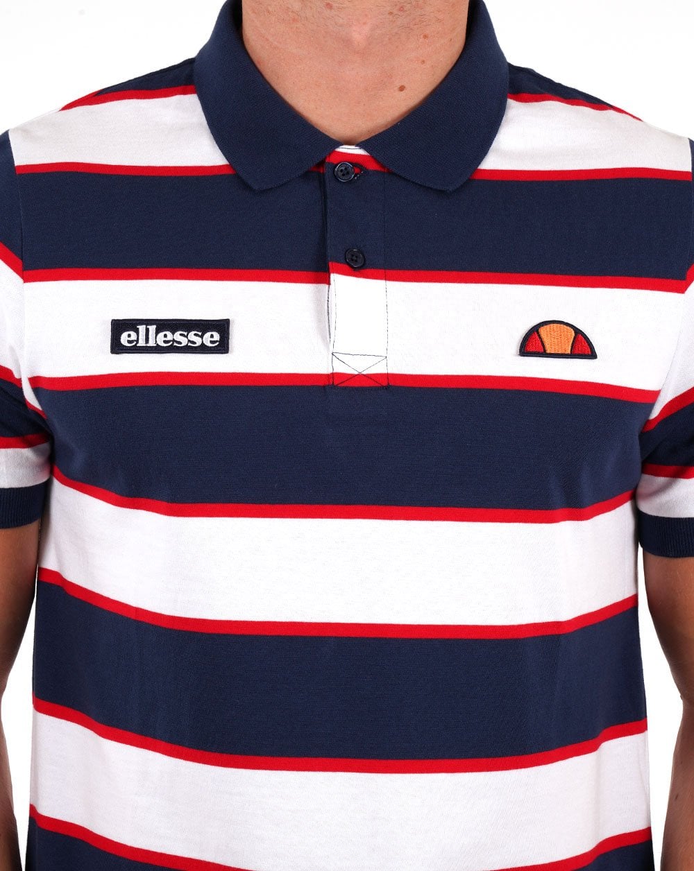Ellesse Dyer Striped Polo Shirt Navy/White