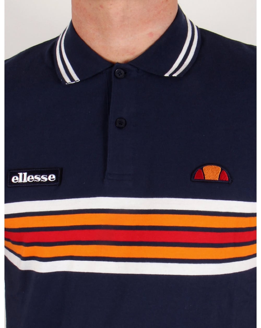 Ellesse – Elite – Gestreiftes Poloshirt in Marineblau