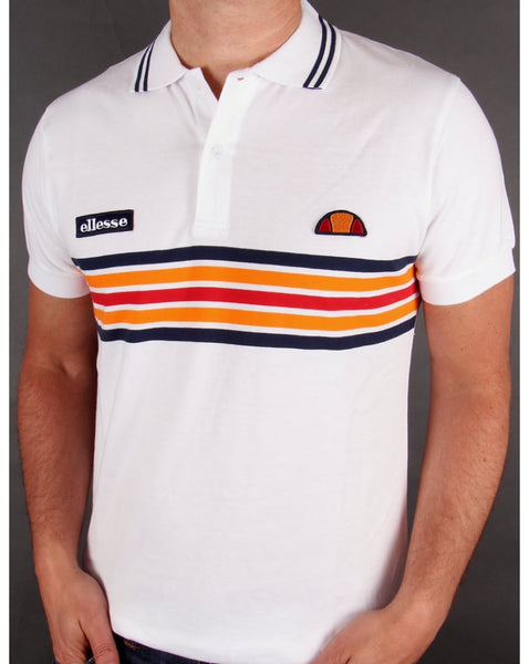 Ellesse Elite Striped Polo Shirt White