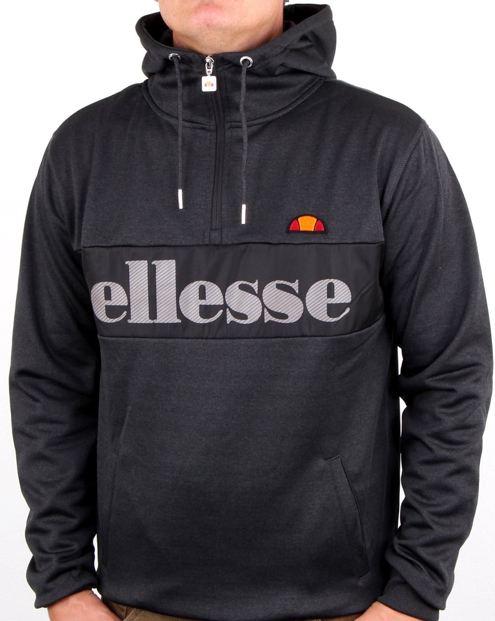 Ellesse Emiro Qtr Zip Hoody Graphite Marl