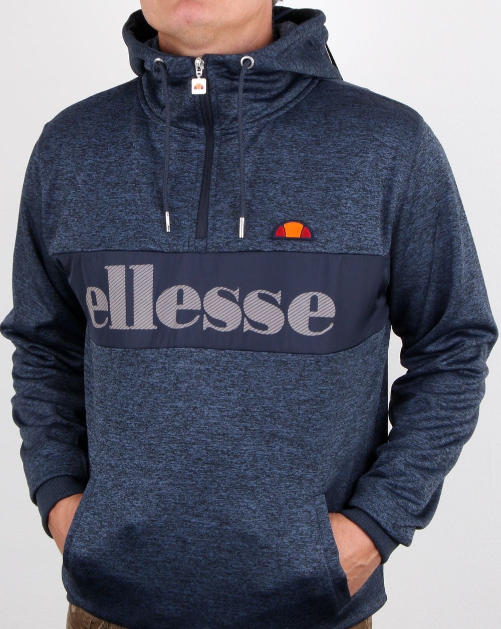 Ellesse – Emiro Qtr – Kapuzenjacke mit Reißverschluss, Marineblau meliert