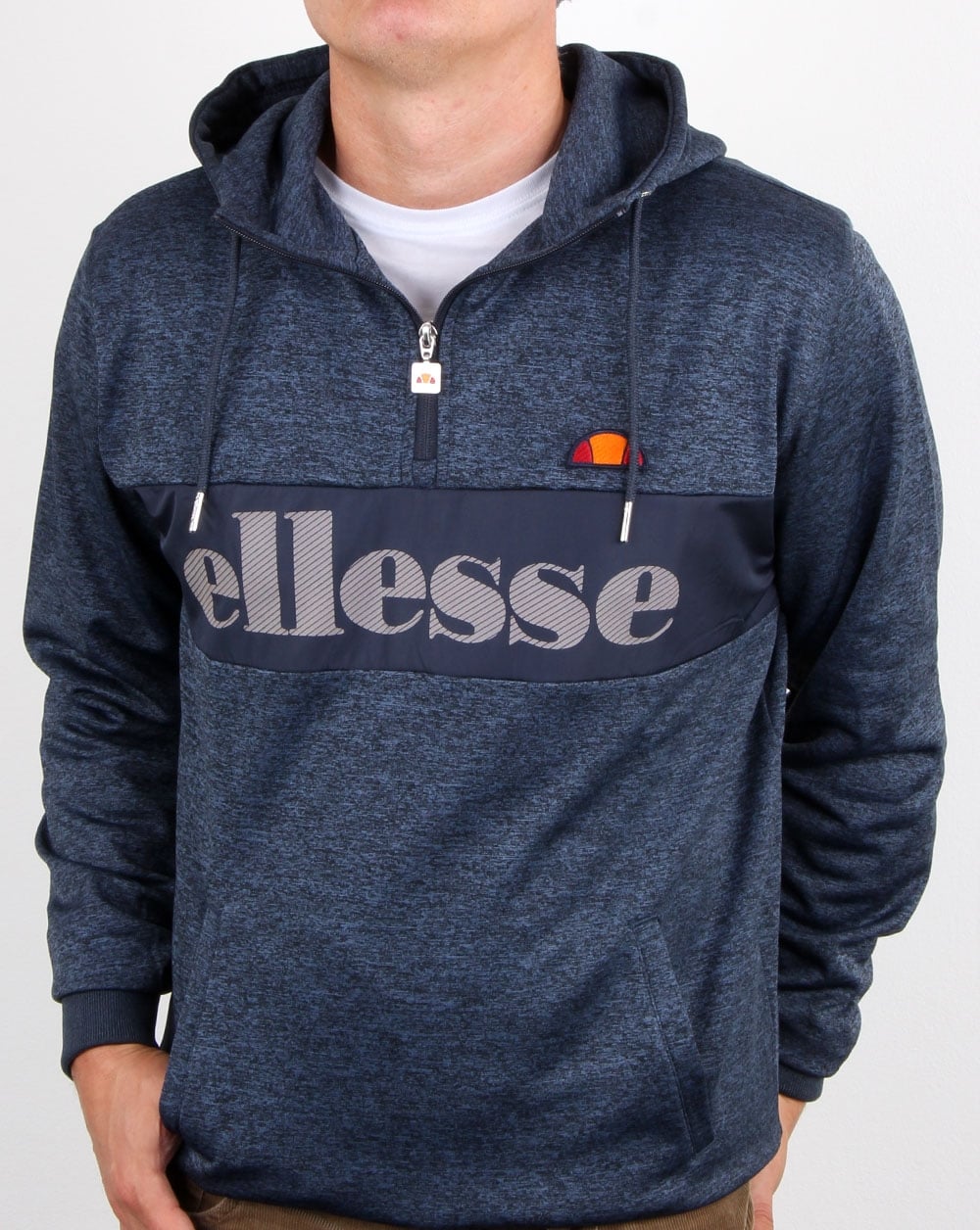 Ellesse – Emiro Qtr – Kapuzenjacke mit Reißverschluss, Marineblau meliert