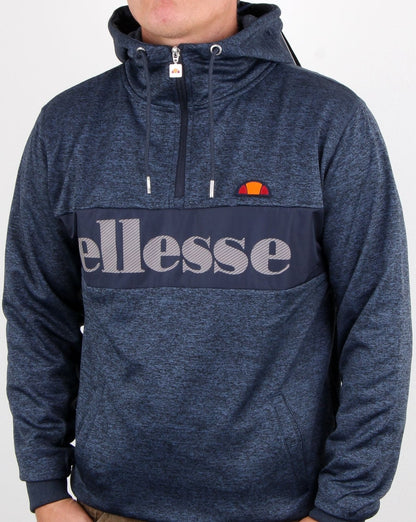 Ellesse – Emiro Qtr – Kapuzenjacke mit Reißverschluss, Marineblau meliert