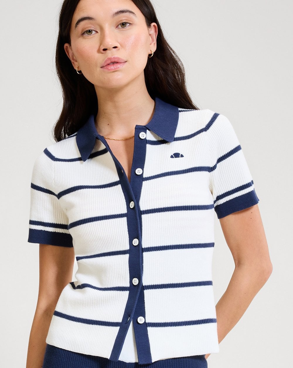 Ellesse Framura Strickpolo Off-White/Dunkelblau