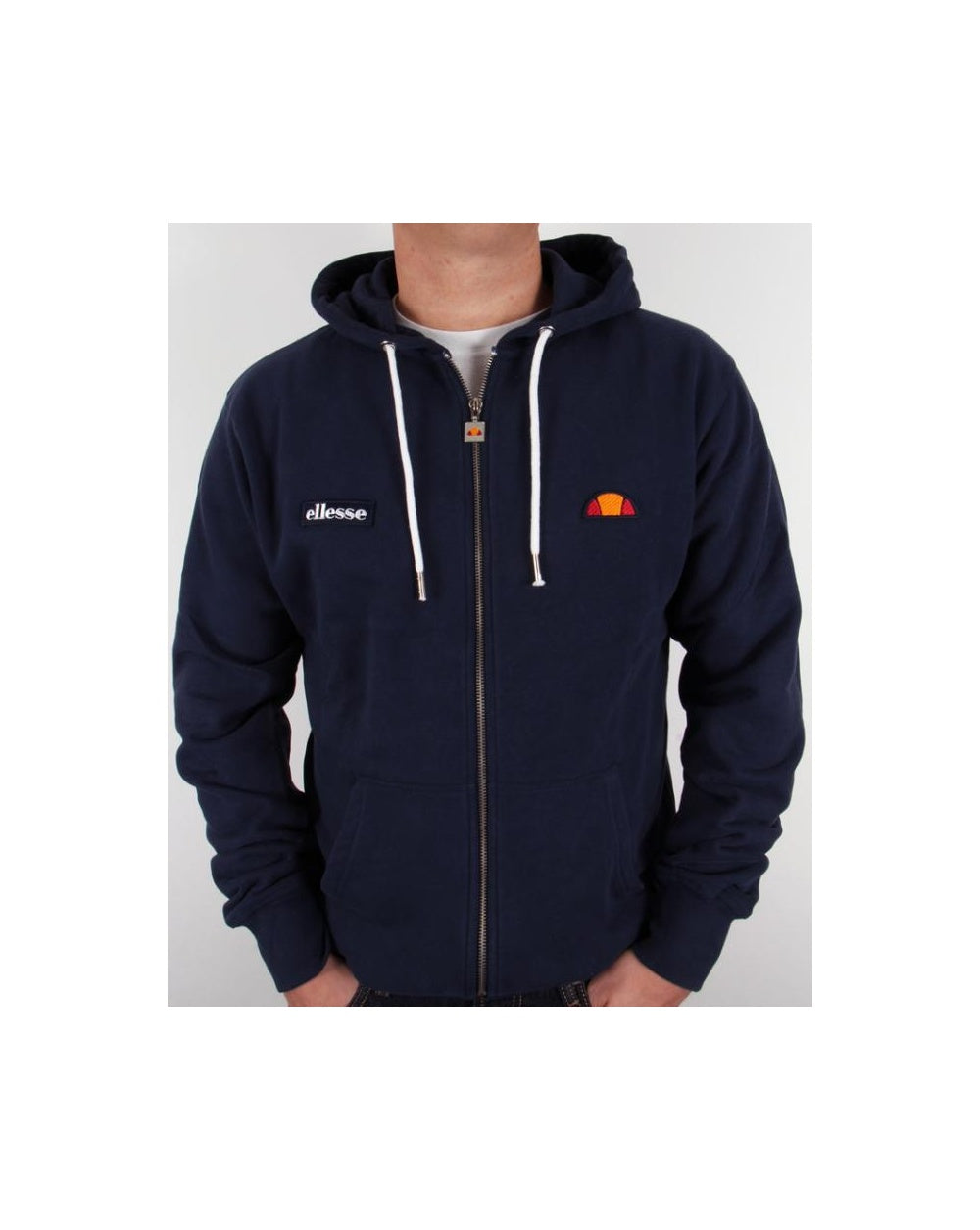 Ellesse – Kapuzenjacke mit durchgehendem Reißverschluss in Marineblau