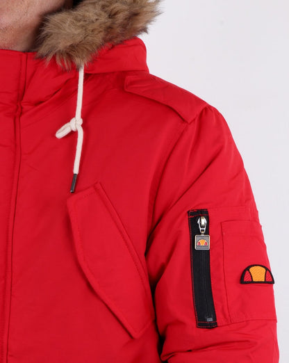 Ellesse – Parka mit Kapuze und Pelzfutter in Rot