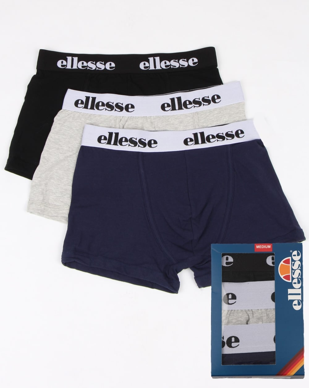 Ellesse Hali Triple Pack Boxers Black/grey/navy