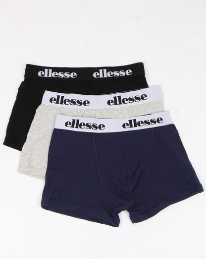 Ellesse – Hali – Dreierpack Boxershorts in Schwarz/Grau/Marineblau