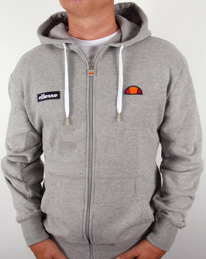 Ellesse – Grauer Kapuzenpullover mit durchgehendem Reißverschluss, Tappa